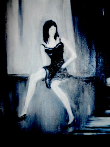 Malerei mit dem Titel "Das Mädchen auf der…" von Barbaram, Original-Kunstwerk, Acryl