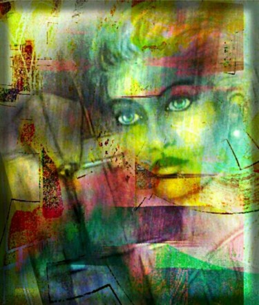 Digitale Kunst mit dem Titel "Hinter der Glaswand" von Barbaram, Original-Kunstwerk, Collagen
