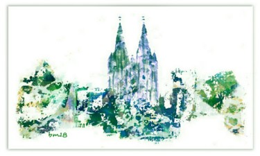 Digitale Kunst mit dem Titel "Kölner Dom 5" von Barbaram, Original-Kunstwerk, Collagen