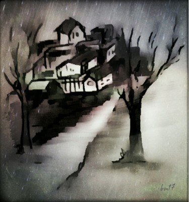 Digitale Kunst mit dem Titel "Winternacht" von Barbaram, Original-Kunstwerk