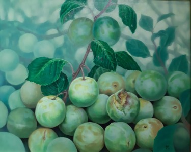 Peinture intitulée "Prunes" par Primavera Renard, Œuvre d'art originale, Huile