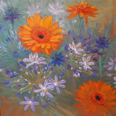 Peinture intitulée "Fleurs 5" par Primavera Renard, Œuvre d'art originale, Huile