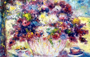 Pittura intitolato "Fiori di lilla" da Primo Canepari, Opera d'arte originale, Olio