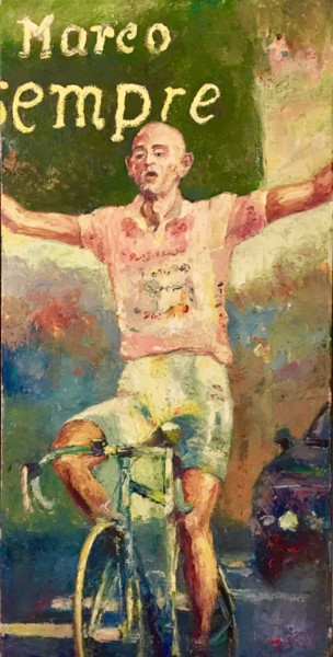 Schilderij getiteld "Pantani" door Primo Canepari, Origineel Kunstwerk, Olie