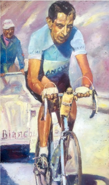 Painting titled "Coppi" by Primo Canepari, Original Artwork, Oil