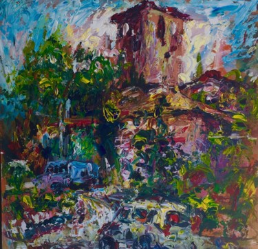 Painting titled "Il castello di Rond…" by Primo Canepari, Original Artwork, Acrylic