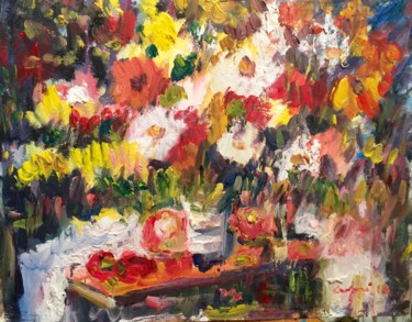 Pintura intitulada "fiori" por Primo Canepari, Obras de arte originais, Óleo