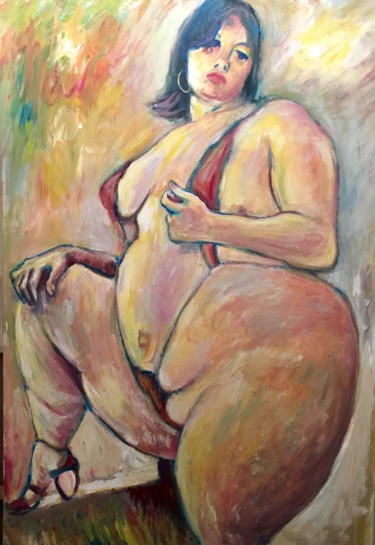 Painting titled "La donna armoniosa" by Primo Canepari, Original Artwork, Acrylic