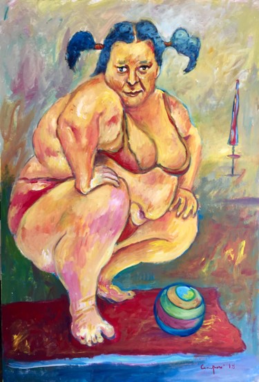 Peinture intitulée "la donna della spia…" par Primo Canepari, Œuvre d'art originale, Acrylique