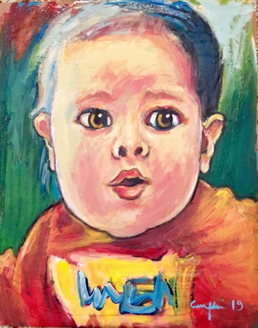 Peinture intitulée "bambina" par Primo Canepari, Œuvre d'art originale, Acrylique