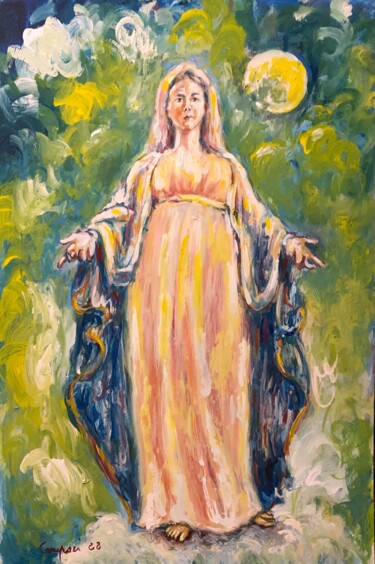 Painting titled "Madonna" by Primo Canepari, Original Artwork, Acrylic