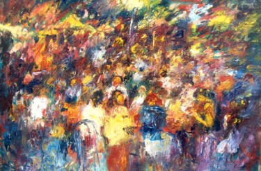 Pintura intitulada "Festa di Villalunga" por Primo Canepari, Obras de arte originais, Óleo
