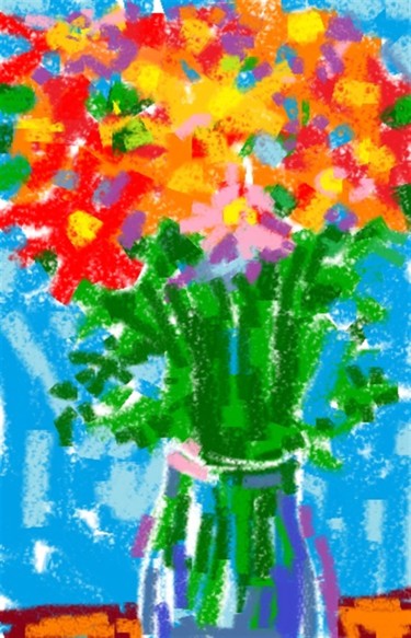 Цифровое искусство под названием ""Bouquet on the win…" - Денисов Сергей Вячеславович, Подлинное произведение искусства, Циф…