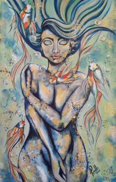 Malerei mit dem Titel "Tranquility" von Prinkle Mehta, Original-Kunstwerk, Acryl