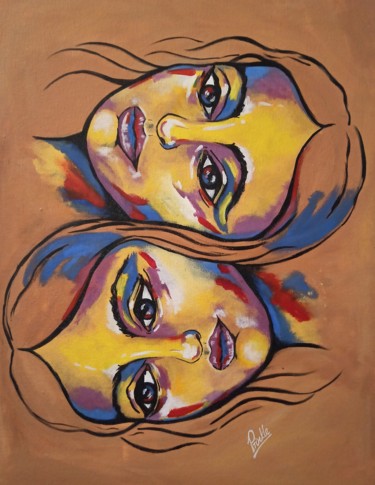 Peinture intitulée "Mother and Daughter" par Prinkle Mehta, Œuvre d'art originale, Acrylique