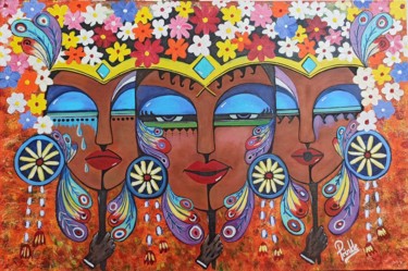 Картина под названием "Masquerade Saga" - Prinkle Mehta, Подлинное произведение искусства, Акрил