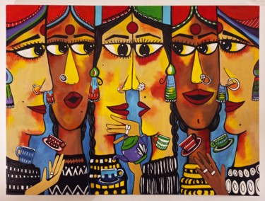 Chai pe Charcha Peinture intitulée "Chai pe Charcha" par Prinkle Mehta, Œuvre d'art originale, Acrylique