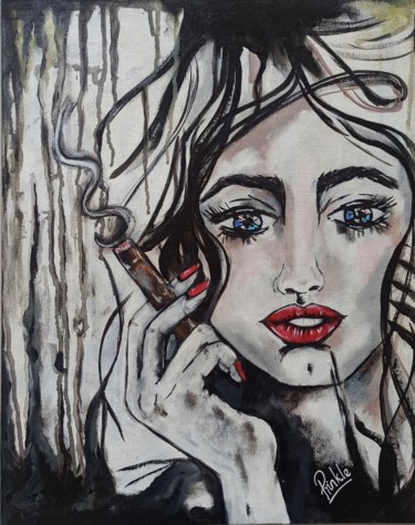 Malerei mit dem Titel "Smokin Hot" von Prinkle Mehta, Original-Kunstwerk, Acryl
