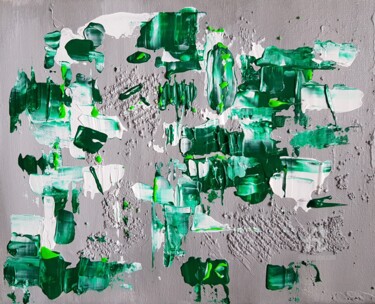 Painting titled "Green" by Prisca Adam, Original Artwork, Acrylic