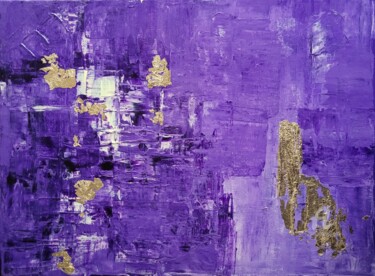 Painting titled "Violet et or" by Prisca Adam, Original Artwork, Acrylic