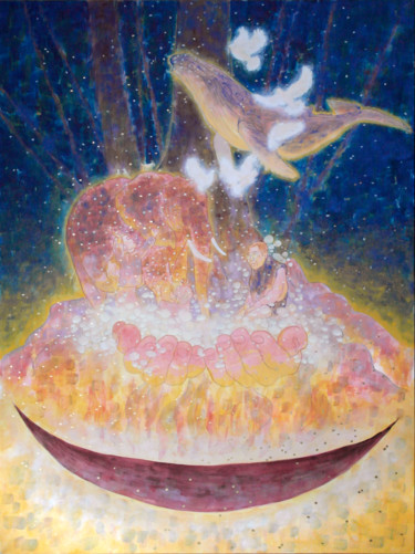 Peinture intitulée "Lueur d'espoir" par Priscilla Moore, Œuvre d'art originale, Pigments Monté sur Panneau de bois