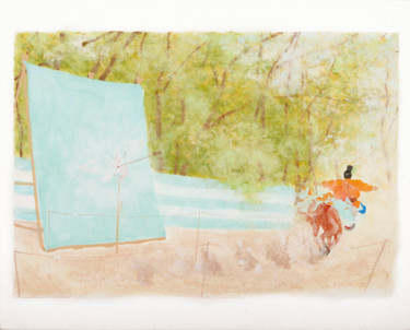 Peinture intitulée "But atteint, un cyg…" par Priscilla Moore, Œuvre d'art originale, Pigments Monté sur Panneau de bois