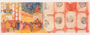 Peinture intitulée "Gion Matsuri" par Priscilla Moore, Œuvre d'art originale, Pigments Monté sur Panneau de bois