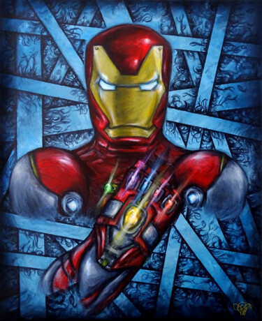 Painting titled "Tableau Iron Man -…" by Priscilla Vettese, Original Artwork, Acrylic