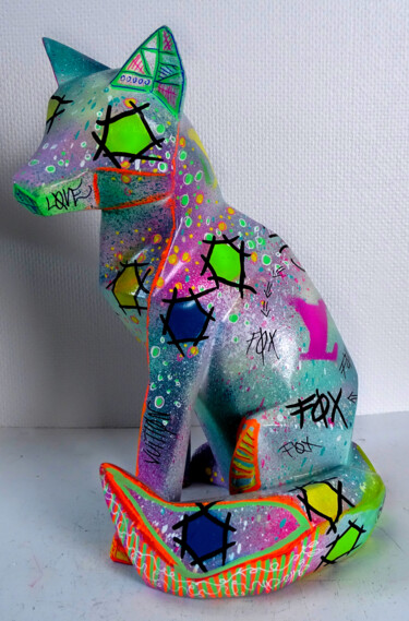 Sculpture titled "Sculpture renard po…" by Priscilla Vettese, Original Artwork, Spray paint