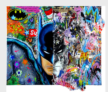 Peinture intitulée "Pop Art Batman Pein…" par Priscilla Vettese, Œuvre d'art originale, Bombe aérosol Monté sur Châssis en b…