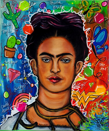 Peinture intitulée "Tableau Frida Kahlo…" par Priscilla Vettese, Œuvre d'art originale, Acrylique Monté sur Châssis en bois