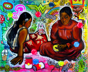Peinture intitulée "Tableau pop art Tah…" par Priscilla Vettese, Œuvre d'art originale, Acrylique Monté sur Châssis en bois