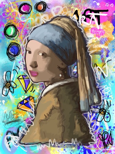 Digital Arts titled "Pop Art Pearl Paint…" by Priscilla Vettese, Original Artwork, Digital Painting