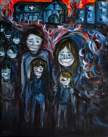 Tableau expressionniste, peinture figurative, edvard munch Peinture intitulée "Tableau expressionn…" par Priscilla Vettese, Œuvre d'art originale, Acrylique
