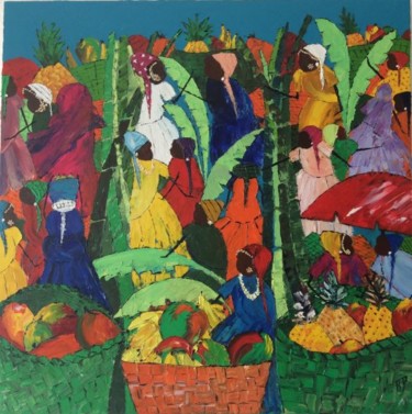 Peinture intitulée "le-marche-mayotte.j…" par Priscille Amatulli, Œuvre d'art originale, Huile