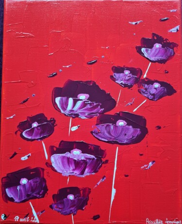 Painting titled "Les fleurs violettes" by Priscillia Leroy Lopez (Fleurhope), Original Artwork, Acrylic