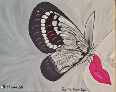 Peinture intitulée "Le papillon" par Priscillia Leroy Lopez (Fleurhope), Œuvre d'art originale, Acrylique