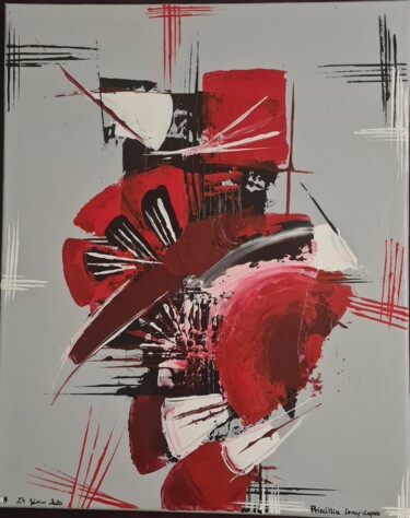 Pintura intitulada "Rouge passion" por Priscillia Leroy Lopez (Fleurhope), Obras de arte originais, Acrílico