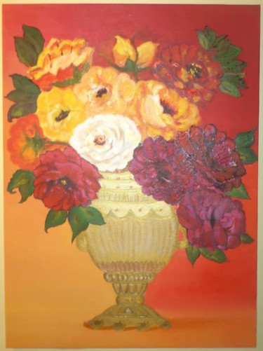 Painting titled "Flowers of Rare" by Priscyla De Souza, Original Artwork, Oil Mounted on Wood Panel