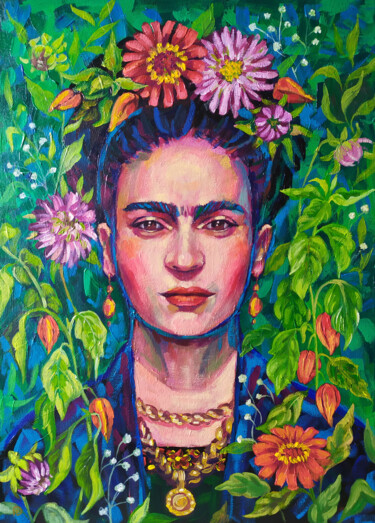 Painting titled "Frida Kahlo portrait" by Ekaterina Prisich, Original Artwork, Acrylic