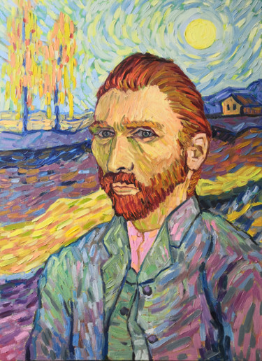 Painting titled "Vincent Van Gogh po…" by Ekaterina Prisich, Original Artwork, Oil
