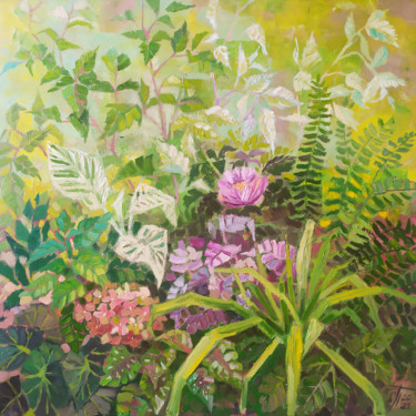 Painting titled "Summer Garden" by Ekaterina Prisich, Original Artwork, Oil