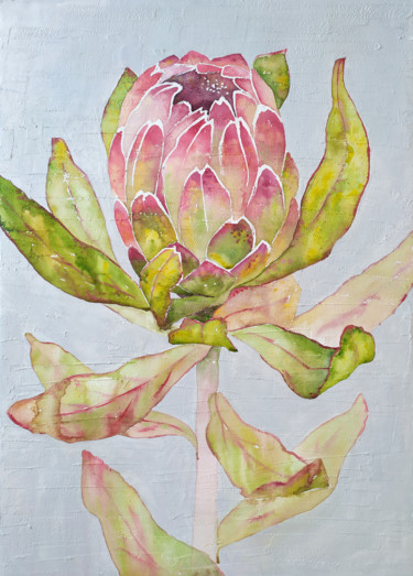 Painting titled "Protea" by Ekaterina Prisich, Original Artwork, Watercolor