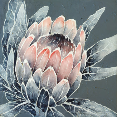 Painting titled "Monochrome Protea" by Ekaterina Prisich, Original Artwork, Watercolor