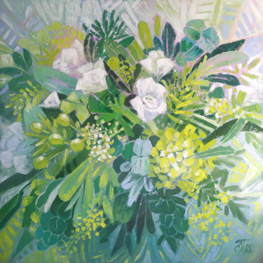 Painting titled "Green Freshness - a…" by Ekaterina Prisich, Original Artwork, Acrylic