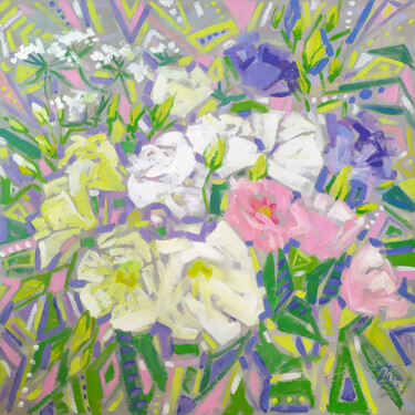 Peinture intitulée "Floral Colleidoscop…" par Ekaterina Prisich, Œuvre d'art originale, Acrylique