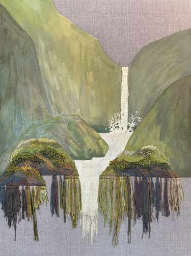 Peinture intitulée "Mossy Mountains Wat…" par Ekaterina Prisich, Œuvre d'art originale, Acrylique