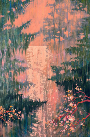 Pintura intitulada "WATERFALL AMONG CON…" por Ekaterina Prisich, Obras de arte originais, Acrílico