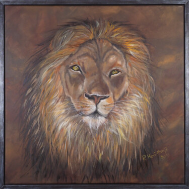 Malerei mit dem Titel "Löwe" von Priska Heri Monjé, Original-Kunstwerk, Acryl