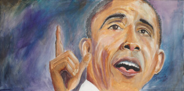 Malerei mit dem Titel "Barack Obama" von Priska Heri Monjé, Original-Kunstwerk, Acryl